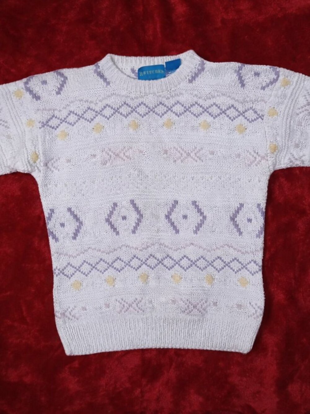 Rare Vintage 100% Cotton Knit Sweater – Pastel Fair Isle Pattern